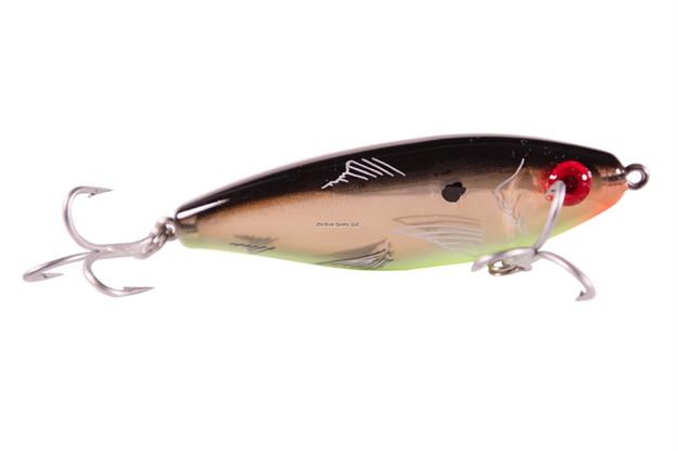 Picture of Mirrolure Mirrodine Xxl Suspending Twitchbait, 3 3/4", 1 Oz, 3-D Eyes, Black Back/Chartreuse/Gold