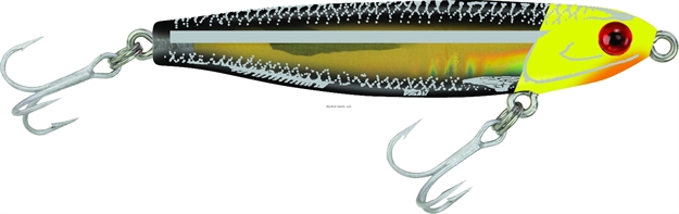 Picture of Mirrolure Mirrominnow Suspending Twitchbait, 3 1/4", 3/8 Oz, Chartreuse Head/Black Back & Belly/Gold