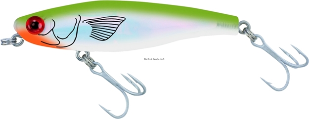Picture of Mirrolure Mirromullet Surface Walker, 3", 3/8 Oz, 3-D Eyes, Bayou Green Back/Pearl Belly/Silver