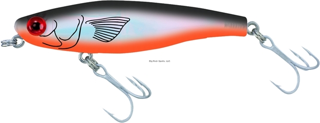 Picture of Mirrolure Mirromullet Surface Walker, 3", 3/8 Oz, 3-D Eyes, Black Back/Orange Belly/Silver