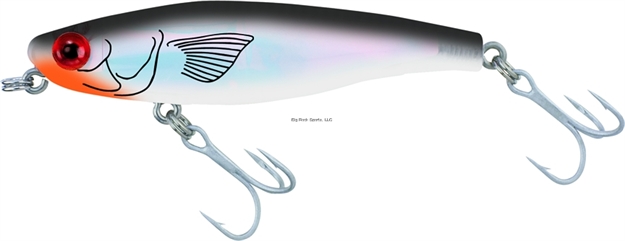 Picture of Mirrolure Mirromullet Surface Walker, 3", 3/8 Oz, 3-D Eyes, Black Back/White Belly/Silver