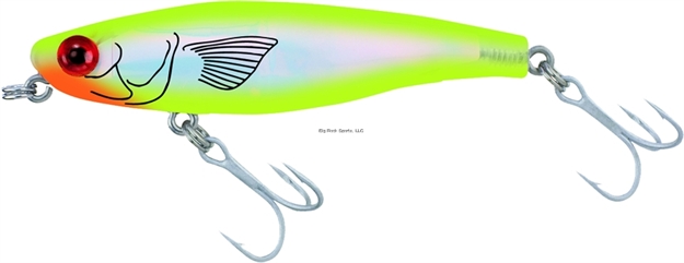 Picture of Mirrolure Mirromullet Surface Walker, 3", 3/8 Oz, 3-D Eyes, Chartreuse Back & Belly/Silver