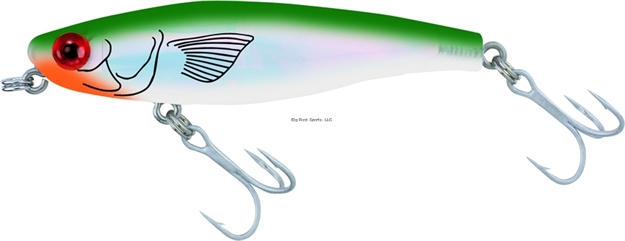 Picture of Mirrolure Mirromullet Surface Walker, 3", 3/8 Oz, 3-D Eyes, Green Back/White Belly/Silver