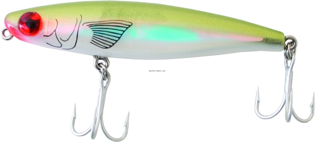 Picture of Mirrolure Mirromullet XL Surface Walker, 3 1/2", 1/2 Oz, 3-D Eyes, Bayou Green Back/Pearl Belly/Silver, Floating