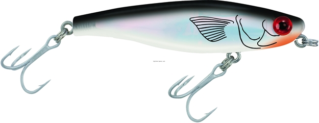 Picture of Mirrolure Mirromullet XL Surface Walker, 3 1/2", 1/2 Oz, 3-D Eyes, Black Back/White Belly/Silver, Floating