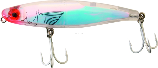 Picture of Mirrolure Mirromullet XL Surface Walker, 3 1/2", 1/2 Oz, 3-D Eyes, Silver Scale/Clear, Floating