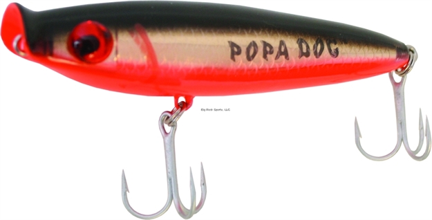 Picture of Mirrolure Popa Dog Surface Walker Popper, 4 1/4", 13/16 Oz, Black Back/Fluorescent Orange Belly/Gold, Floating