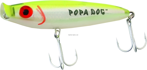 Picture of Mirrolure Popa Dog Surface Walker Popper, 4 1/4", 13/16 Oz, Chartreuse Back/Pearl Belly/Silver, Floating