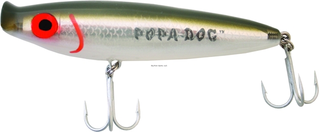 Picture of Mirrolure Popa Dog Surface Walker Popper, 4 1/4", 13/16 Oz, Green Back/White Belly/Silver, Floating