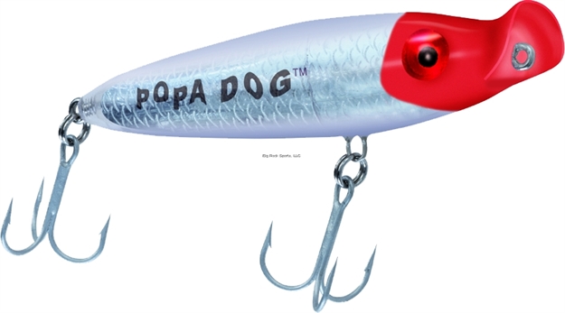 Picture of Mirrolure Popa Dog Surface Walker Popper, 4 1/4", 13/16 Oz, Red Head/White Back & Belly/Silver, Floating