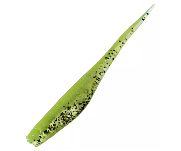 Picture of Mirrolure Provoker Scented Soft Plastic Twitchbait, 3-D Eyes, 5", 3-D Eyes, Chartreuse Gold, 8/Pack, Shrimp Scent