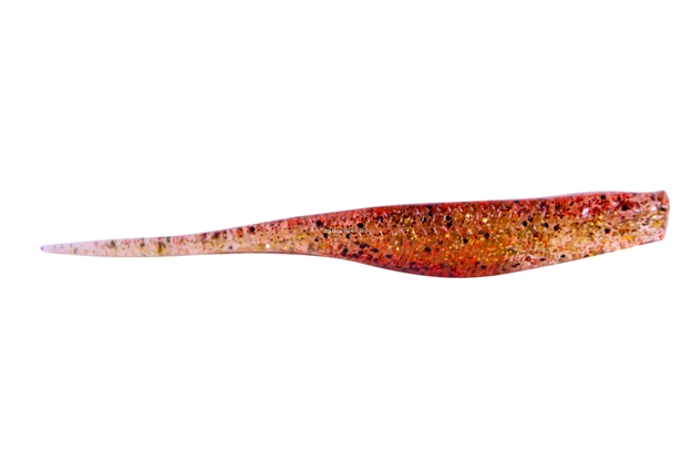 Picture of Mirrolure Provoker Scented Soft Plastic Twitchbait, 3-D Eyes, 5", 3-D Eyes, Red/Gold Glitter, 8/Pack, Shrimp Scent