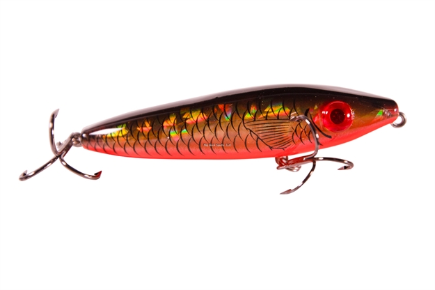 Picture of Mirrolure Series Iii Top Dog Jr. Rattling Surface Walker, 4", 3/4 Oz, Black Back/Orange Belly/Gold Holographic