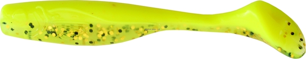 Picture of Mirrolure Soft-Shad Paddle Tail Lure, 4", Chartreuse Gold, Floating, 10/Pack