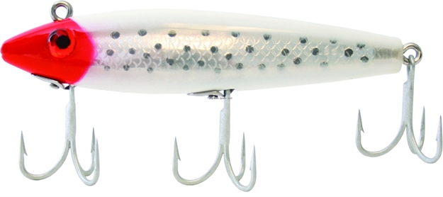 Picture of Mirrolure Spotted Trout TT Sinking Twitchbait, 3 5/8", 1/2 Oz, Red Head/White Back & Belly/Silver Scale