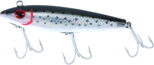 Picture of Mirrolure Spotted Trout Ttr Rattling Twitchbait, 3 5/8", 1/2 Oz, Black Back/White Belly/Silver Scale, Suspending