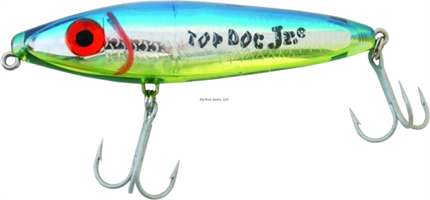 Picture of Mirrolure Top Dog Jr. Rattling Surface Walker, 4", 3/4 Oz, Blue Back/Translucent Chartreuse Belly/Silver Scale