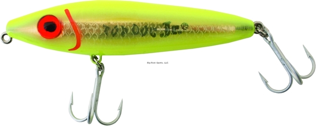 Picture of Mirrolure Top Dog Jr. Rattling Surface Walker, 4", 3/4 Oz, Fluorescent Chartreuse Back & Belly/Gold Scale