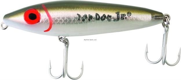 Picture of Mirrolure Top Dog Jr. Rattling Surface Walker, 4", 3/4 Oz, Green Back/White Belly/Silver Scale