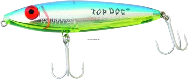 Picture of Mirrolure Top Dog Rattling Surface Walker, 4", 3/4 Oz, Blue Back/Translucent Chartreuse Belly/Silver Scale