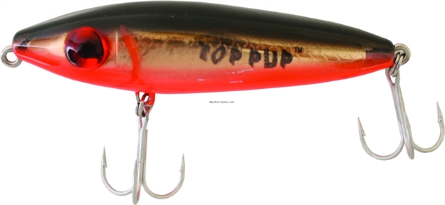 Picture of Mirrolure Top Pup Rattling Surface Walker, 3 1/2", 5/8 Oz, Black Back/Fluorescent Orange Belly/Gold Scale