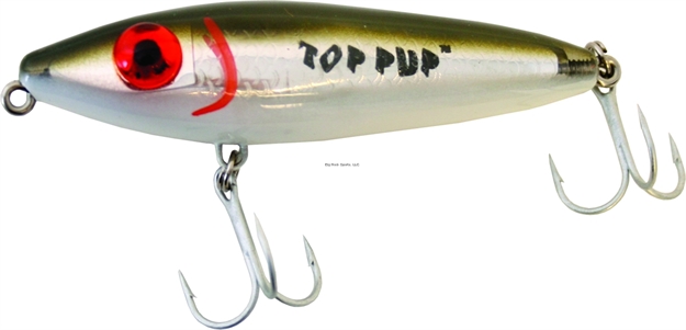 Picture of Mirrolure Top Pup Rattling Surface Walker, 3 1/2", 5/8 Oz, Green Back/White Belly/Silver Scale