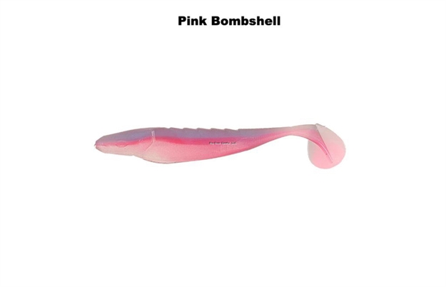 Picture of Missile Baits Shockwave 3.5, 3.5", Small Boot Tail Swim Bait W/Natural Tail Kick, Umbrella Rig, Drop Shot, 8/Pk, Pink Bombshell