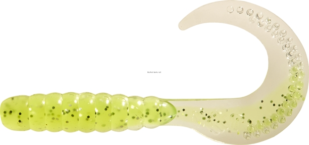 Picture of Mister Twister 3.5" Platinum Curly Tail Gen 2 Clear/Chart Flk 12Pk