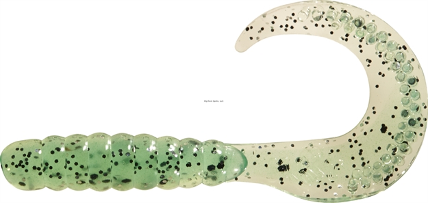 Picture of Mister Twister 3.5" Platinum Curly Tail Gen 2 Clr Slv Flk/ Lime Blk Flk 12Pk