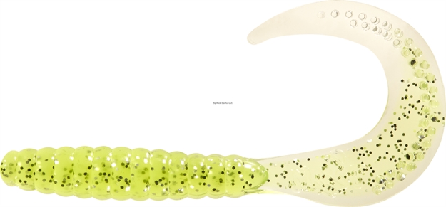 Picture of Mister Twister 4.5" Platinum Curly Tail Gen 2 Clear/Chart Flk 12Pk