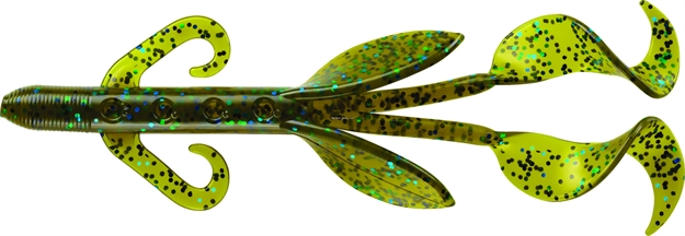 Picture of Mister Twister 5"Poc'it Hawg Raiser W/Curly Tails, Green Pumpkin Blue 7/Pk