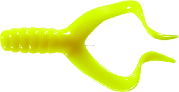 Picture of Mister Twister Double Tail Grub, 2", Yellow, 6/Pack