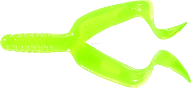Picture of Mister Twister Double Tail Grub, 4", Chartreuse, 10/Pack