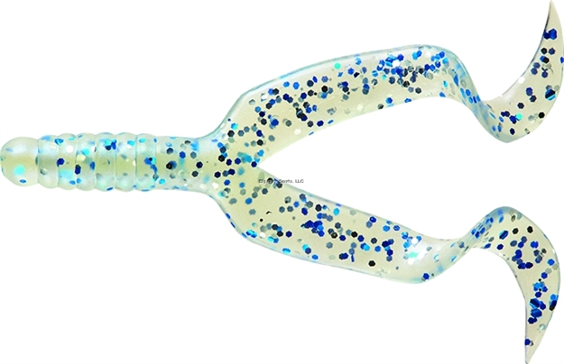 Picture of Mister Twister Double Tail Grub, 4", Shiny Blue Pearl/Silverflk, 10/Pack