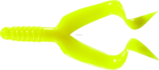 Picture of Mister Twister Double Tail Grub, 4", Yellow, 4/Pack