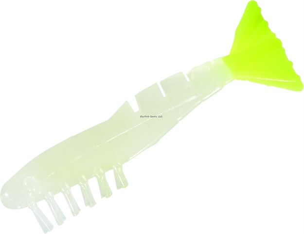 Picture of Mister Twister Exude Shrimp Lure, 3 3/4", Luminescent/Silktreuse Tail, 6/Bag