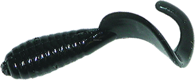 Picture of Mister Twister Lil' Bit Curly Tail Grub, 1", Black, 20/Pack