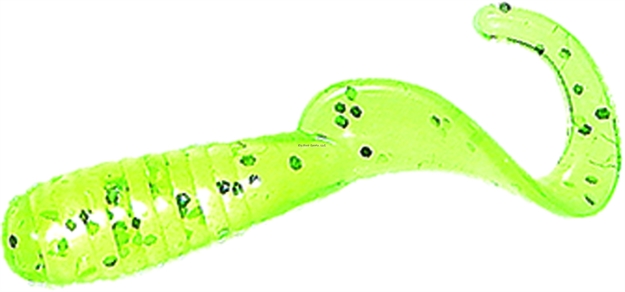 Picture of Mister Twister Lil' Bit Curly Tail Grub, 1", Chartreuse/Sliver Flake, 20/Pack