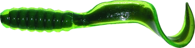 Picture of Mister Twister Meeny Curly Tail Grub, 3", Chartreuse/Black Line, 20/Pack