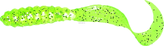 Picture of Mister Twister Meeny Curly Tail Grub, 3", Chartreuse/Sliver Flake, 20/Pack