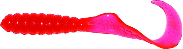 Picture of Mister Twister Meeny Curly Tail Grub, 3", Rocket Red, 20/Pack
