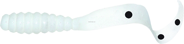 Picture of Mister Twister Meeny Curly Tail Grub, 3", White/Black Dots, 20/Pack
