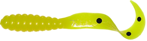 Picture of Mister Twister Meeny Curly Tail Grub, 3", Yellow/Black Dots, 20/Pack