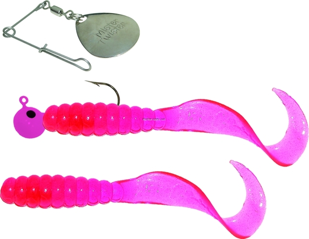 Picture of Mister Twister Meeny Curly Tail Spin Combo, 3", 1/8 Oz, 1 Spinjig & 2 Bodies, Pink, 2/Pack