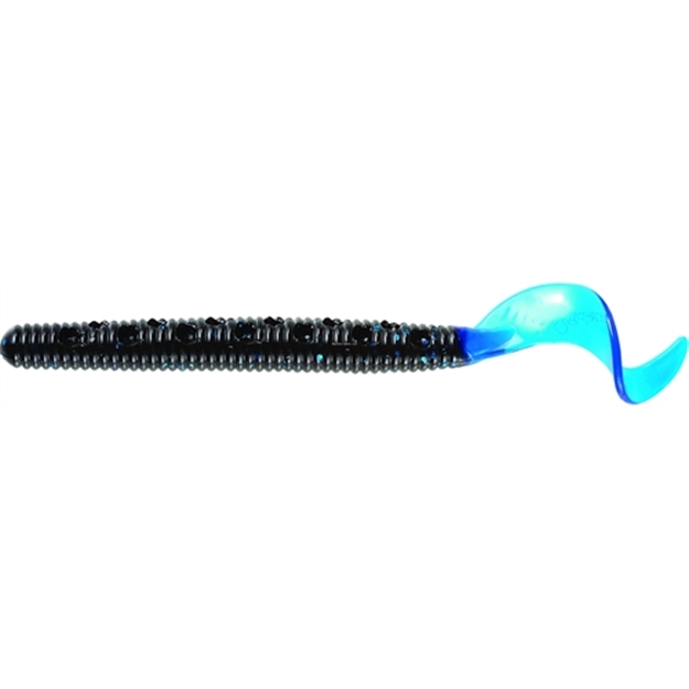 Picture of Mister Twister Poc'it Phenom Curly Tail Worm, 5" Black Blue Flake / Blue 9/Pack