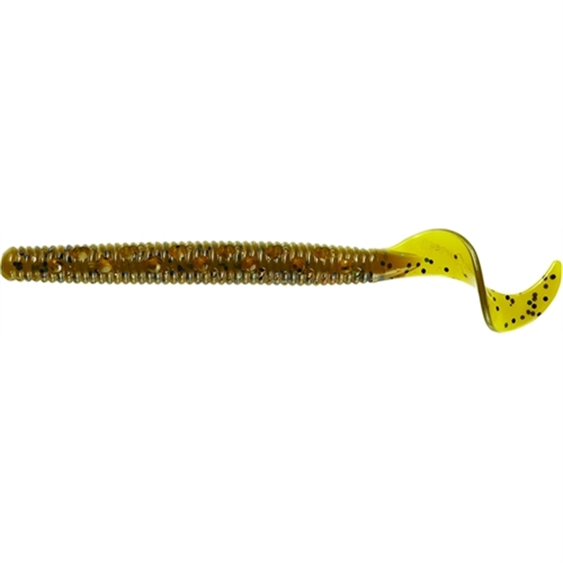 Picture of Mister Twister Poc'it Phenom Curly Tail Worm, 5" Green Pumpkin 9/Pack