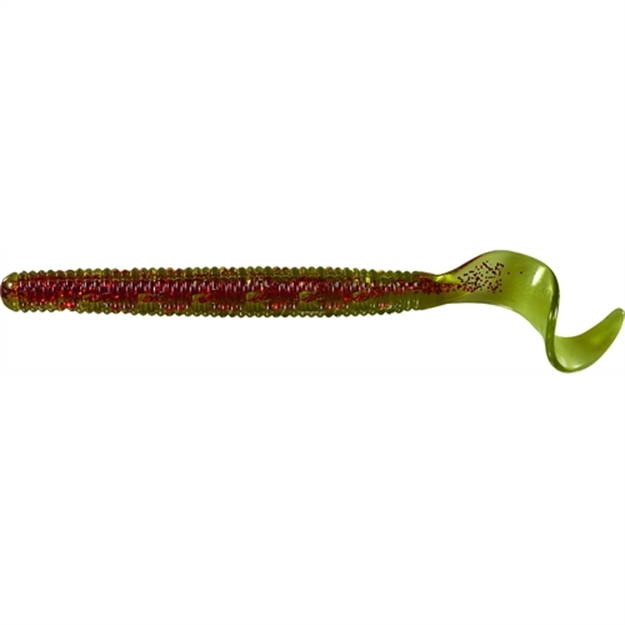 Picture of Mister Twister Poc'it Phenom Curly Tail Worm, 5" Watermelon Red Bloodline 9/Pack