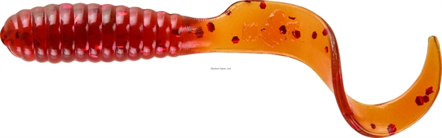 Picture of Mister Twister Teenie Curly Tail Grub, 2", Motor Oil/Red Flake, 20/Pack