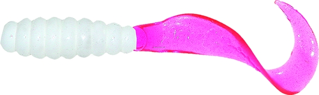 Picture of Mister Twister Teenie Curly Tail Grub, 2", White/Firetail, 20/Pack