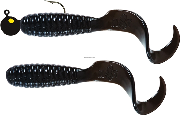 Picture of Mister Twister Teenie Curly Tail Jig Combo, 2", 1/16 Oz, 2 Jigheads & 3 Bodies, Black, 3/Pack